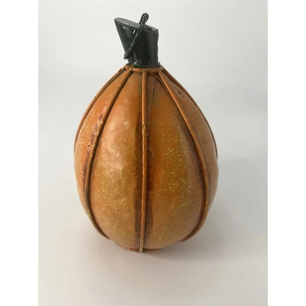 Vintage Pumpkin Bird Feeder Orange Tin Fall Decor
